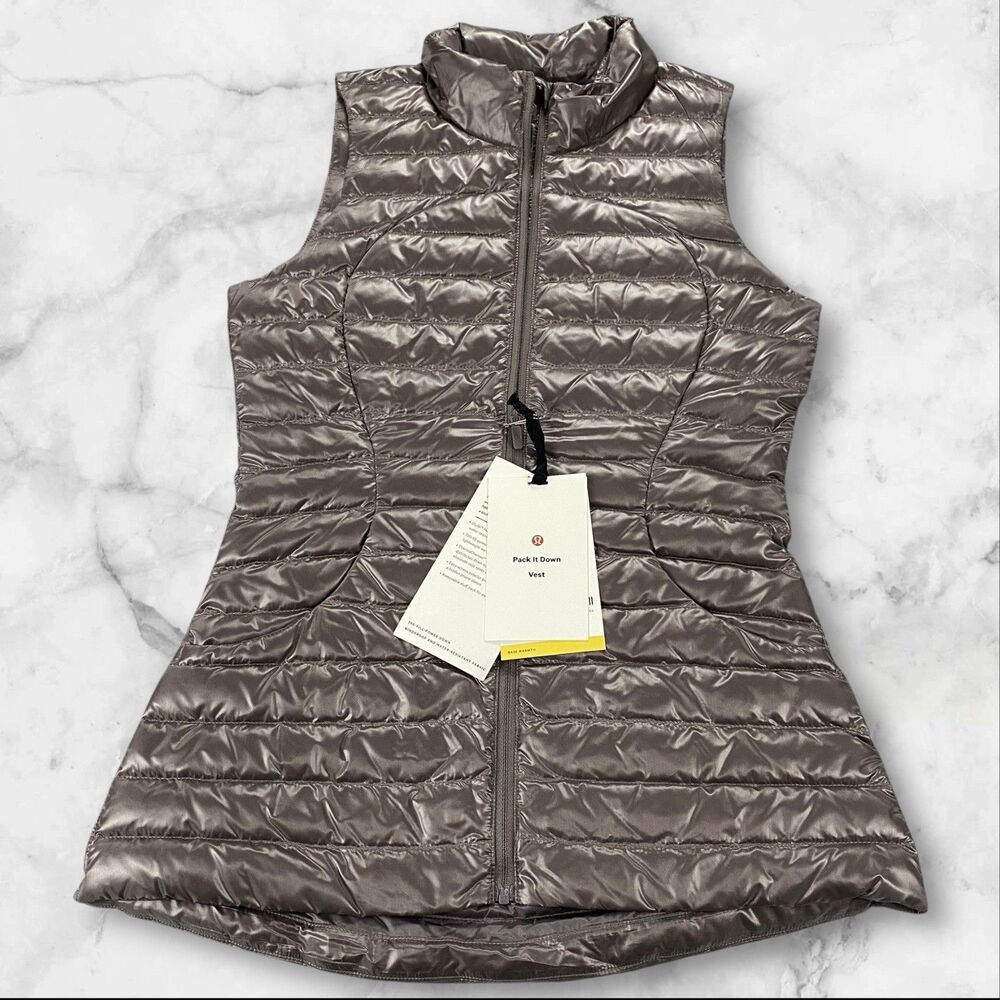 Lululemon Pack It Goose Down Vest Shine Lunar Rock Women's 2 NWT - Picture 2 of 16